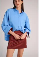 MARCH23 BLOUSE QUEBEC POPLIN AZUR +RUST