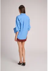 MARCH23 BLOUSE QUEBEC POPLIN AZUR +RUST