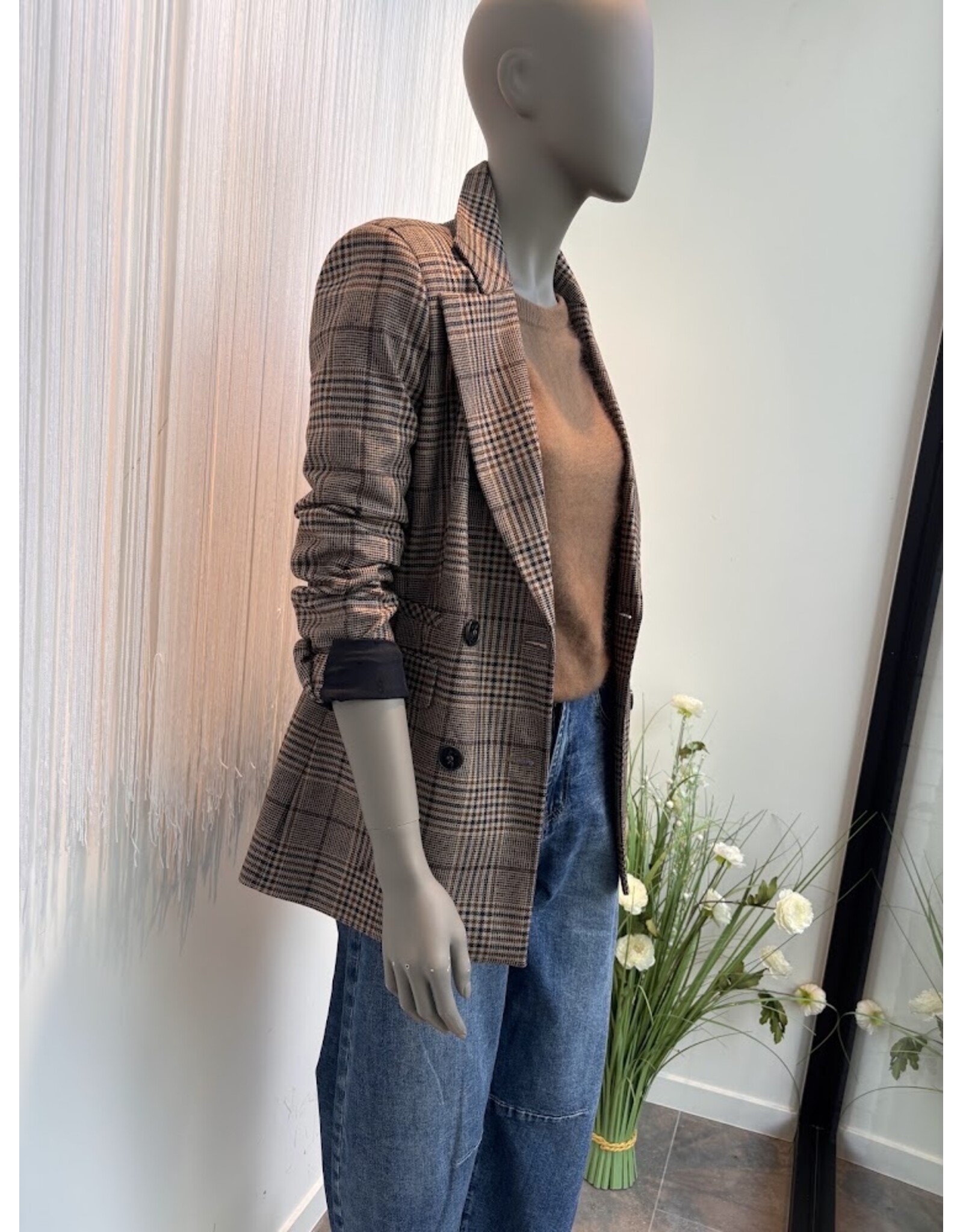 JANICE MARTIN BLAZER BIG CHECK BROWN