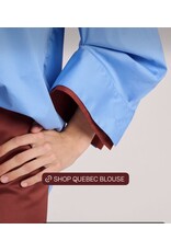 MARCH23 BLOUSE QUEBEC POPLIN AZUR +RUST