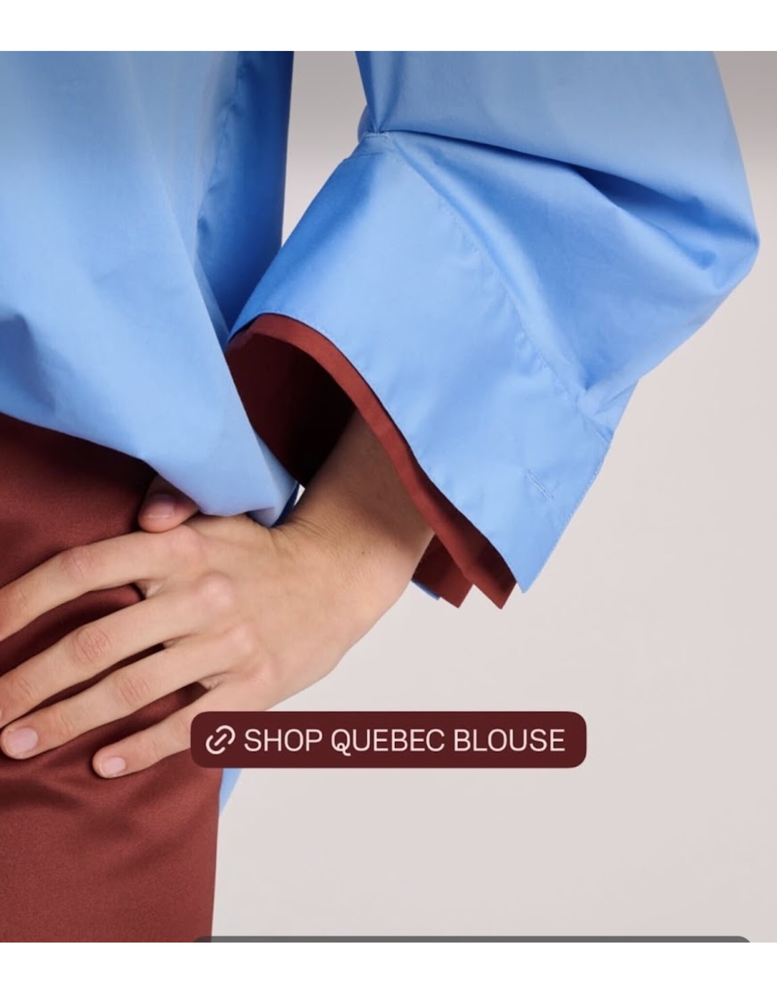 MARCH23 BLOUSE QUEBEC POPLIN AZUR +RUST