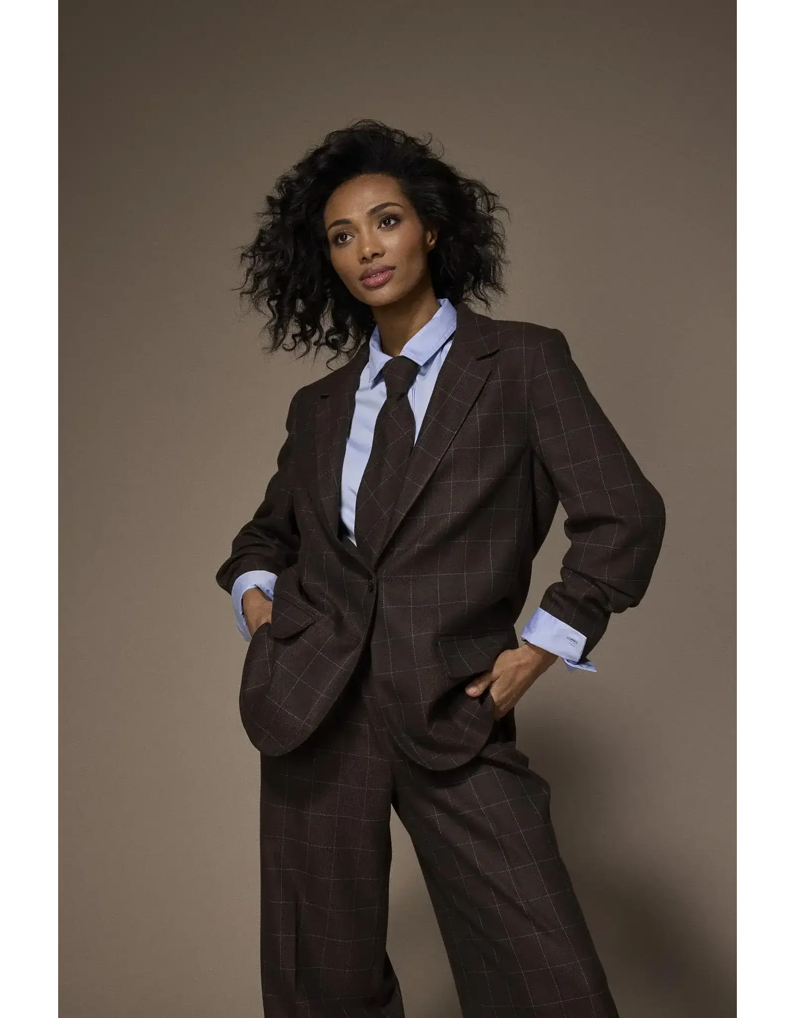 LALOTTI CILIA BLAZER BROWN/LIGHT BLUE CHECKERED