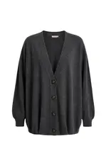 MARCH23 CARDIGAN ARRAN WOOLBLEND DARK GREY