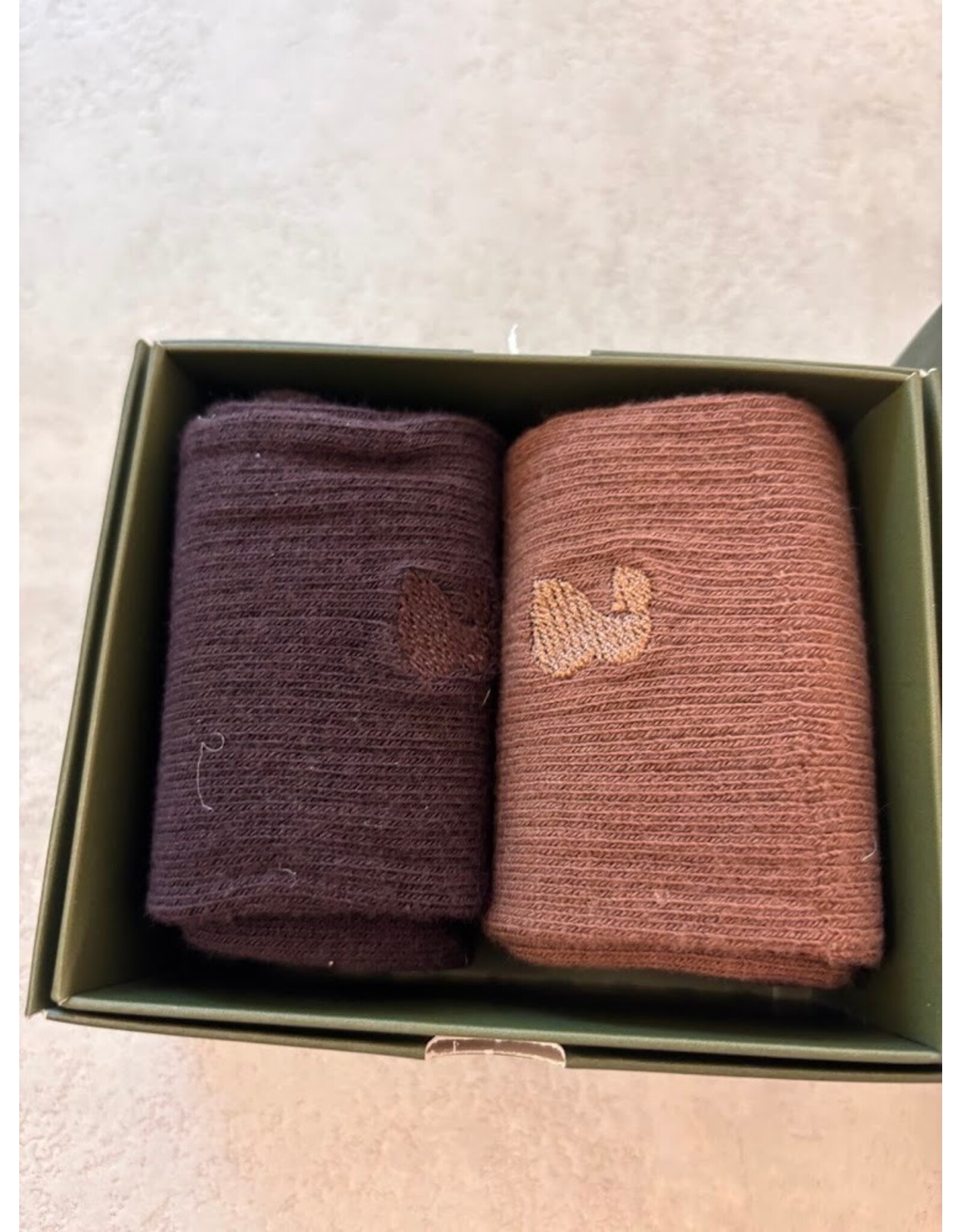 MARCH23 SOCKS ZAIRA 2PACK BRANDY/CHOCOLAT