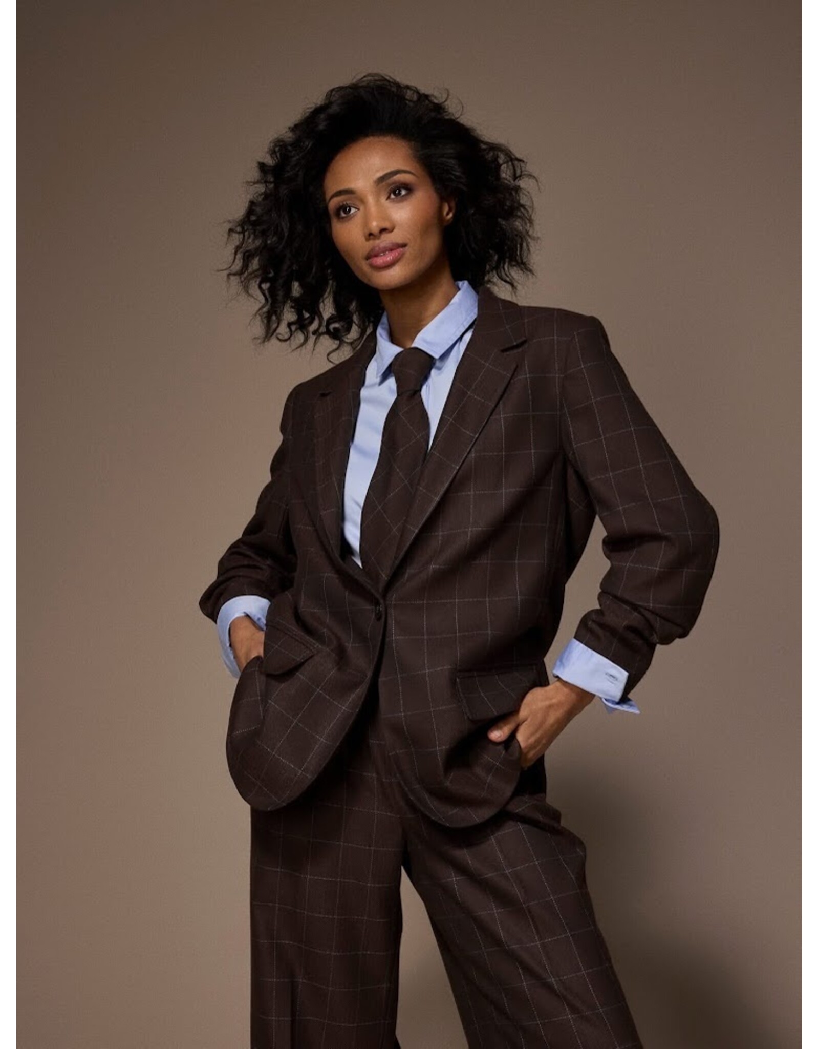 LALOTTI CILIA BLAZER BROWN/LIGHT BLUE CHECKERED