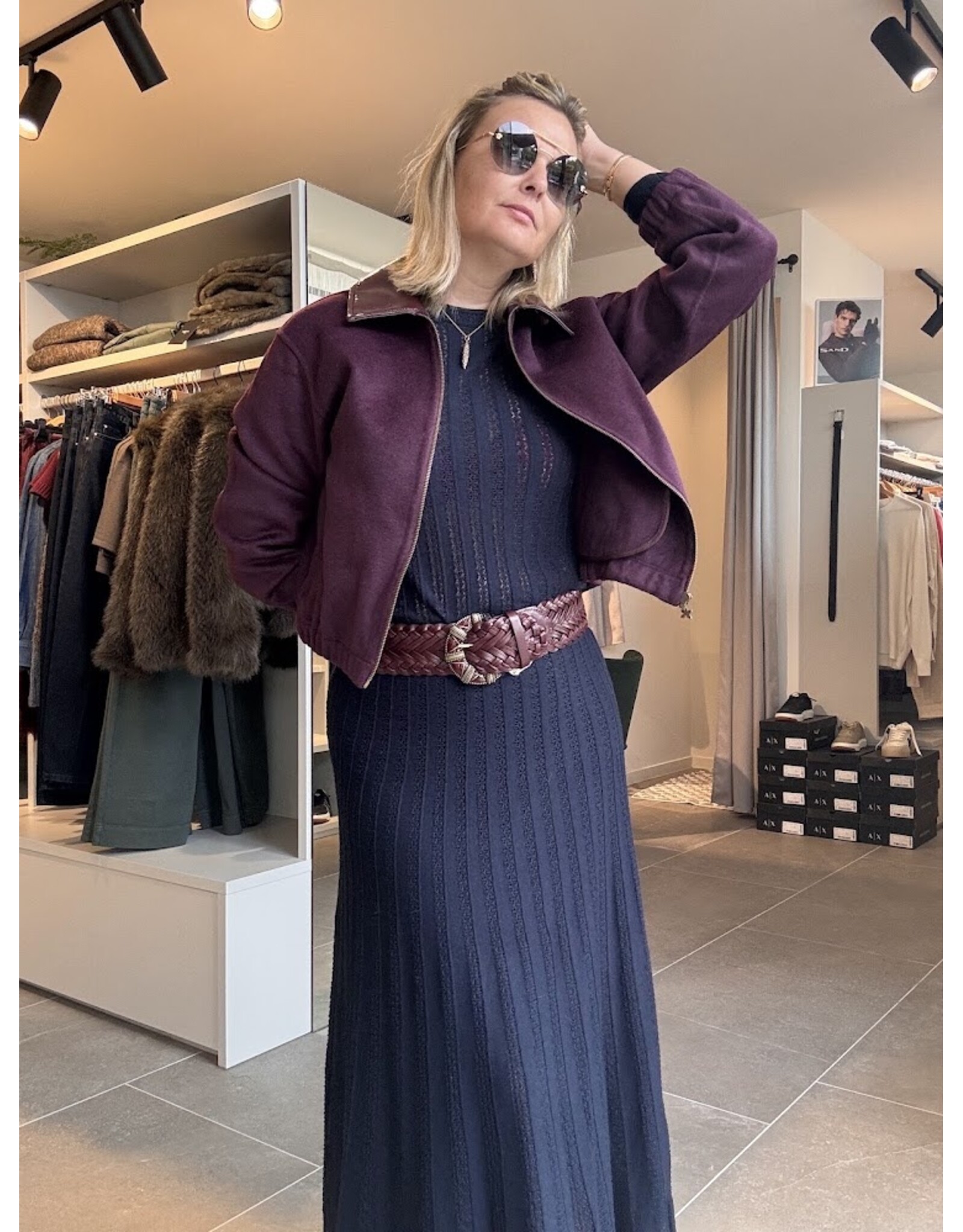 BA&SH JUPE DOHA ENCRE MID LENGTH SKIRT