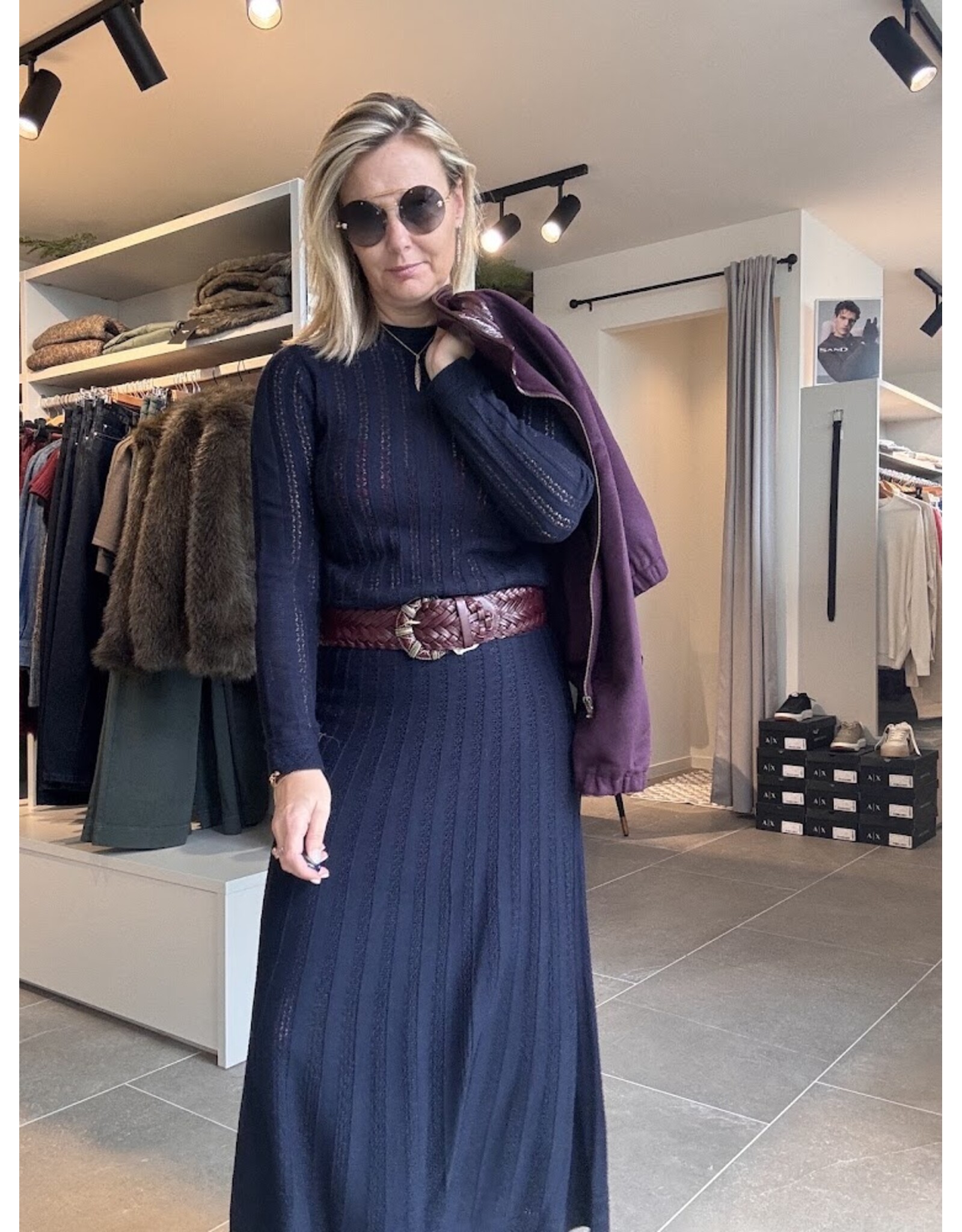 BA&SH JUPE DOHA ENCRE MID LENGTH SKIRT