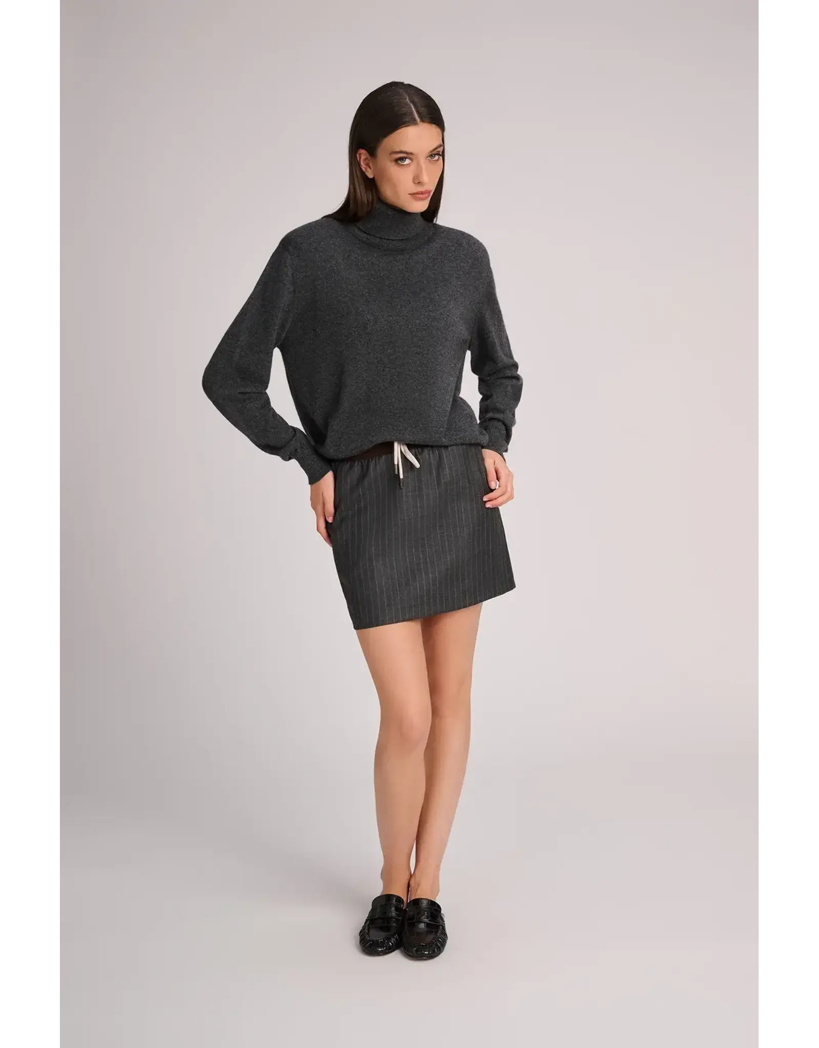 MARCH23 MY SKIRT RIVER DARK GREY PINSTRIPE