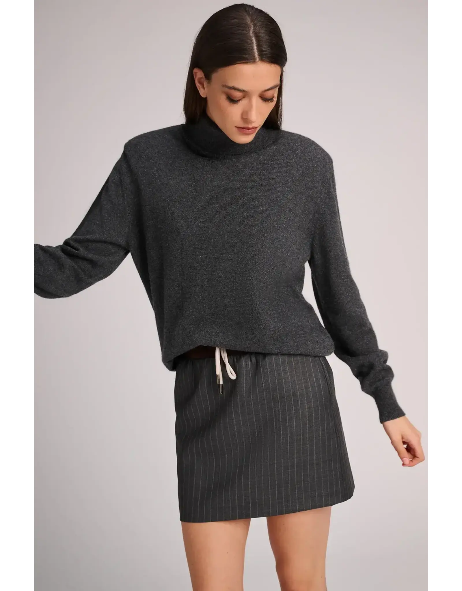 MARCH23 MY SKIRT RIVER DARK GREY PINSTRIPE