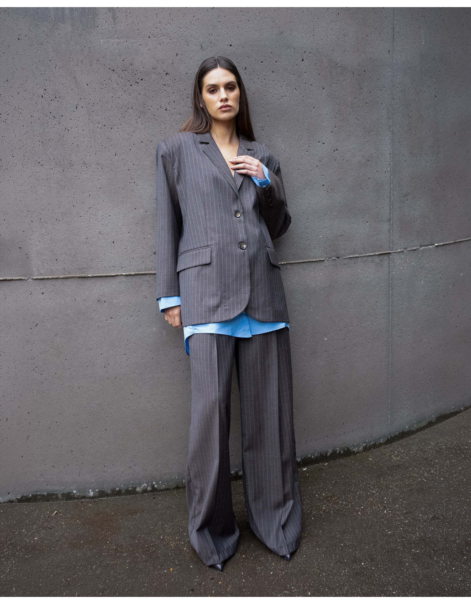 MARCH23 BLAZER HILL DARK GREY PINSTRIPE