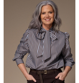 LALOTTI ODA BLOUSE BROWN/BLUE STRIPE