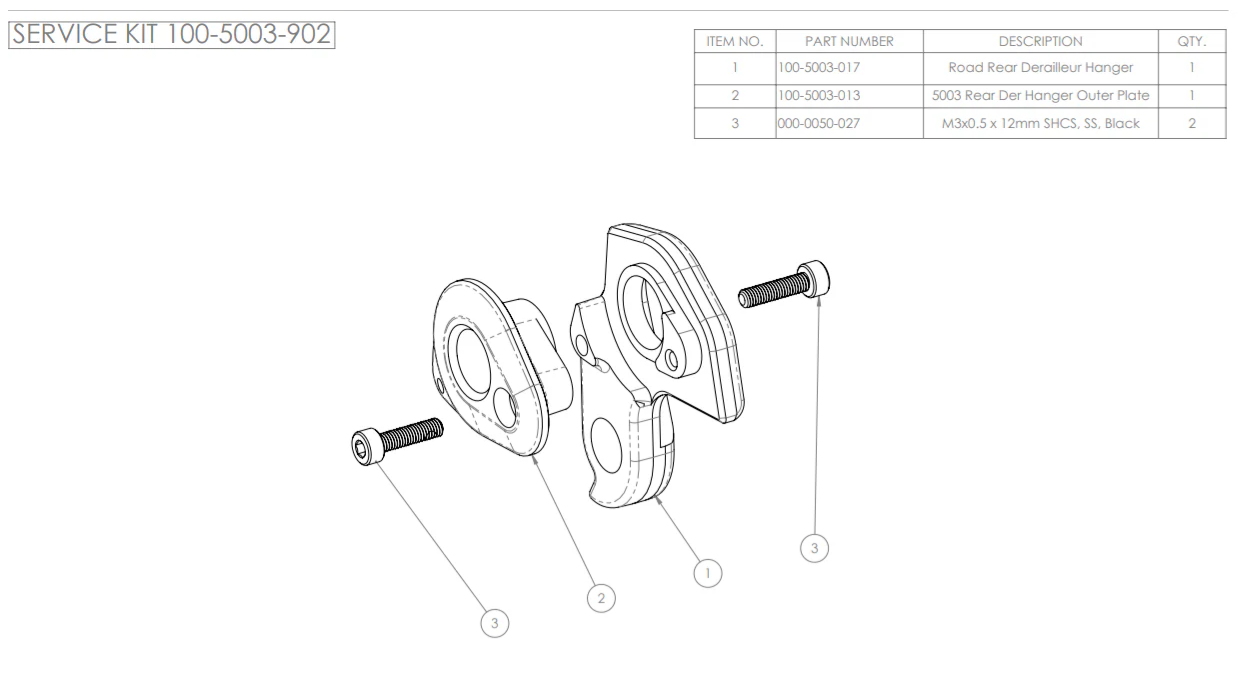 ENVE Service Frame Road R Der. Hanger Kit