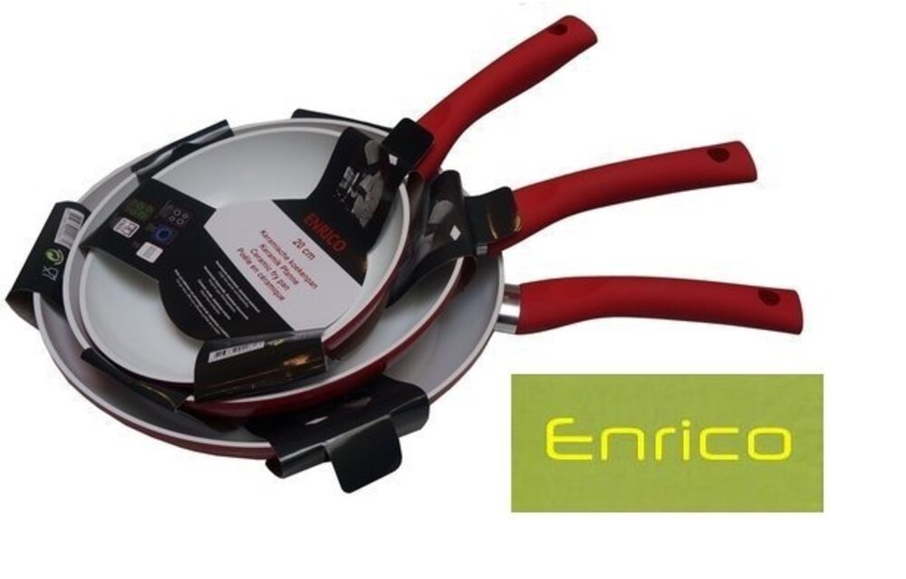 3 delige pannenset rood