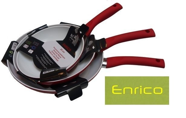 3 delige pannenset rood