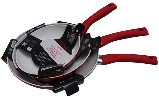 3 delige pannenset rood