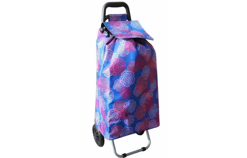 Boodschappentrolley Bloemprint blauw 48 L