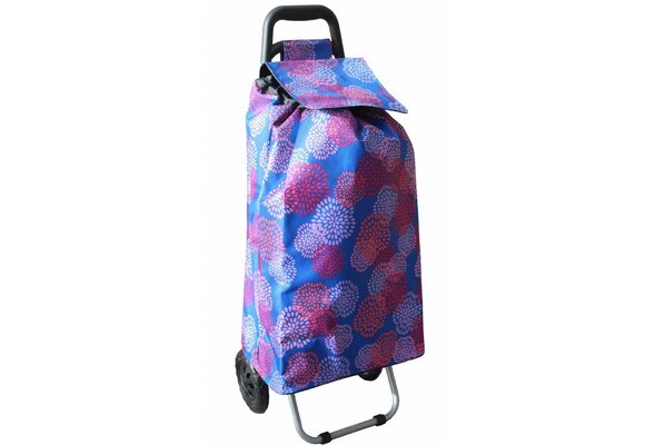 Boodschappentrolley Bloemprint blauw 48 L