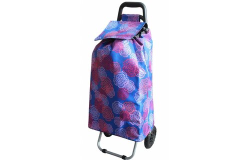 Boodschappentrolley Bloemprint blauw 48 L