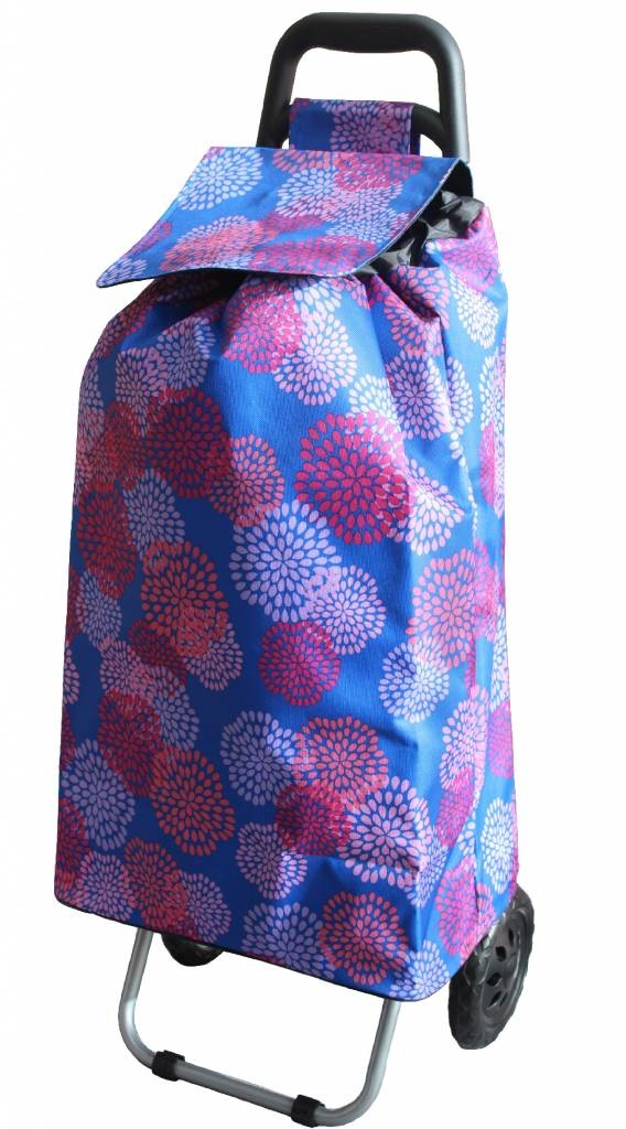 Boodschappentrolley Bloemprint blauw 48 L
