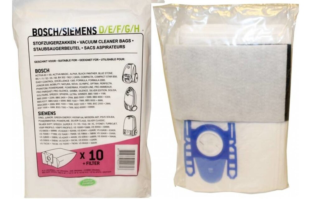BOSCH / SIEMENS type D / E / F / G / H, Stofzuigerzakken