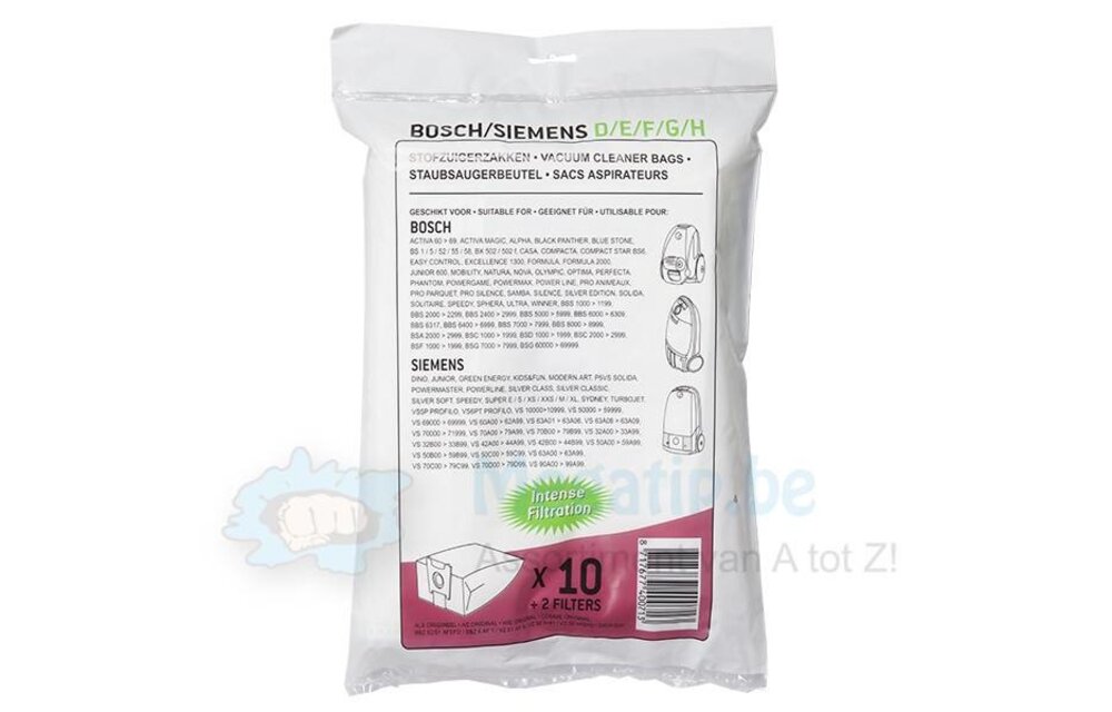 BOSCH / SIEMENS type D / E / F / G / H, Stofzuigerzakken