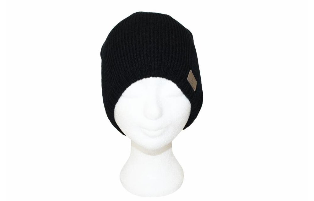 Muts gebreid zwart met Logo