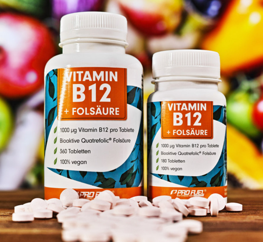VITAMINE B12 + FOLIC ACID  Methylcobalamine B12 & bioactief foliumzuur (360 tabletten)