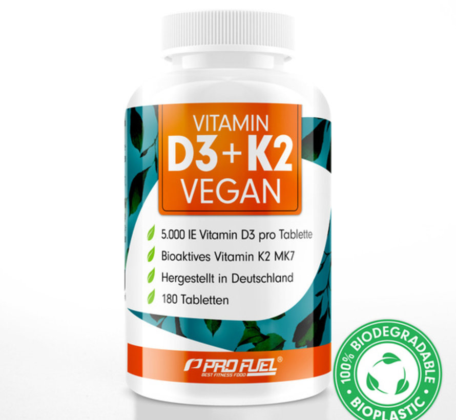 een miljard piano distillatie Profuel VITAMIN D3 + K2 100% veganistisch (180 tabletten) - Fast24  supplements