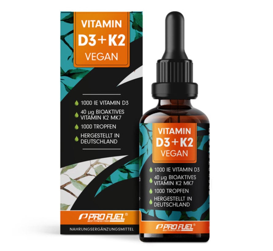 Vitamine D3+K2 druppels veganistisch, 1000 druppels (30 ml)