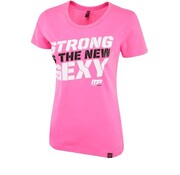 Musclepharm Sportswear Womens Crew Neck. Strong is the new Sexy. Hot Pink. Maat -XS-