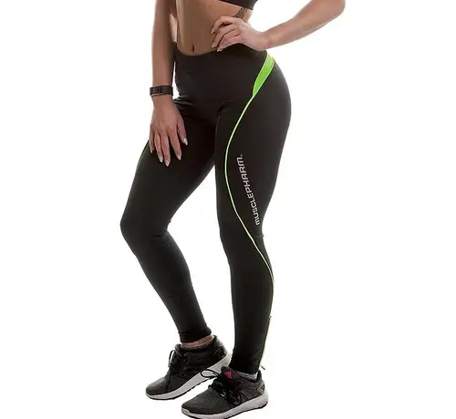 Musclepharm Sportswear Detailed Tight Legging - Black-Lime Green - Maat -XS-