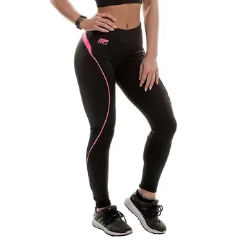 Musclepharm Sportswear Refined Stroke Full Length Leggings Black Hot Pink - Maat -L-