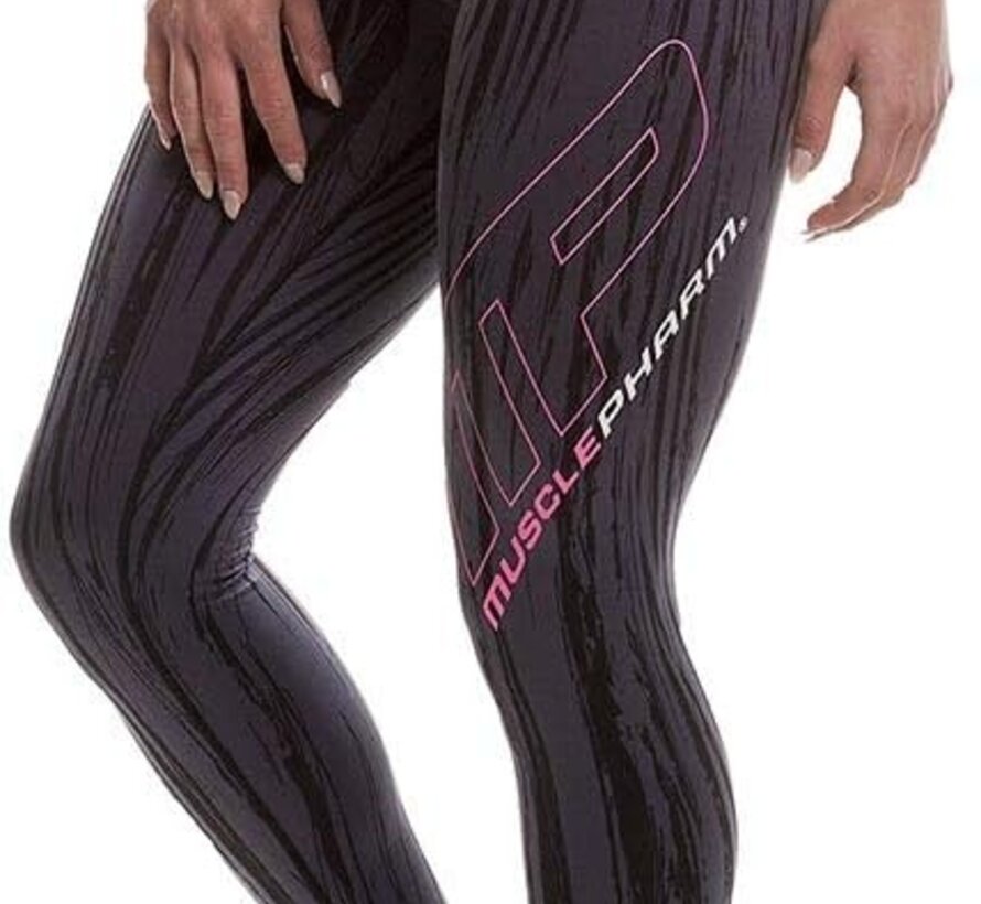 Refined Stroke Full Length Leggings Black Hot Pink - Maat -L-