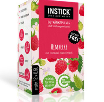 INSTICK Raspberry voor 12x0,5 liter suikervrije dranken. 12x2,5 gram