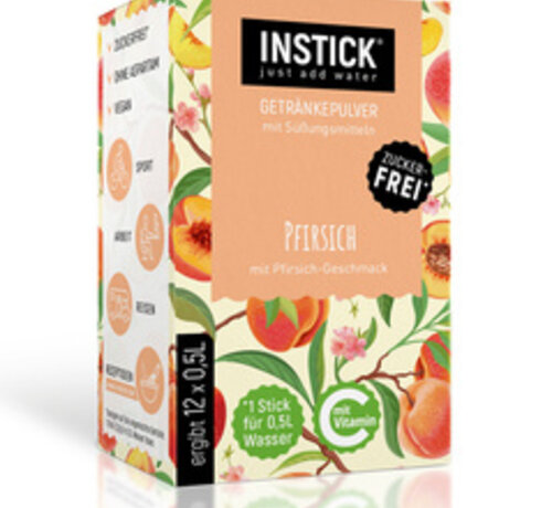 INSTICK Peach voor 12x0,5 liter suikervrije dranken. 12x2,5 gram