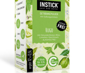 INSTICK Hugo (Elderflower-Mint-Lime) voor 12x0,5 liter suikervrije dranken. 12x2,5 gram