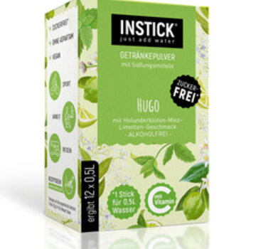 INSTICK Hugo (Elderflower-Mint-Lime) voor 12x0,5 liter suikervrije dranken. 12x2,5 gram