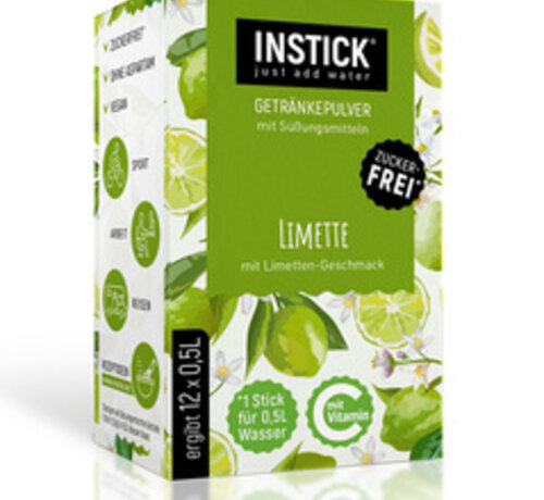 INSTICK Lime voor 12x0,5 liter suikervrije dranken. 12x2,5 gram