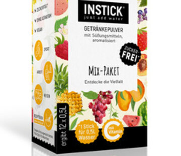 INSTICK 12 smaken mix pakket voor 12x0,5 liter suikervrije dranken. 12x2,5 gram