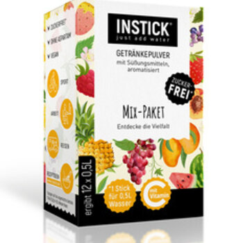 INSTICK 12 smaken mix pakket voor 12x0,5 liter suikervrije dranken. 12x2,5 gram