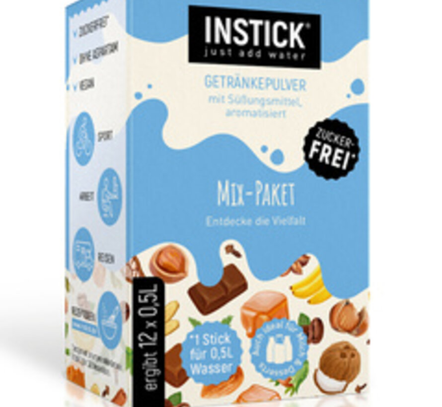 10 smaken (12 sticks) Melkvariaties mix pakket voor 12x0,5 liter suikervrije dranken. 12x2 gram