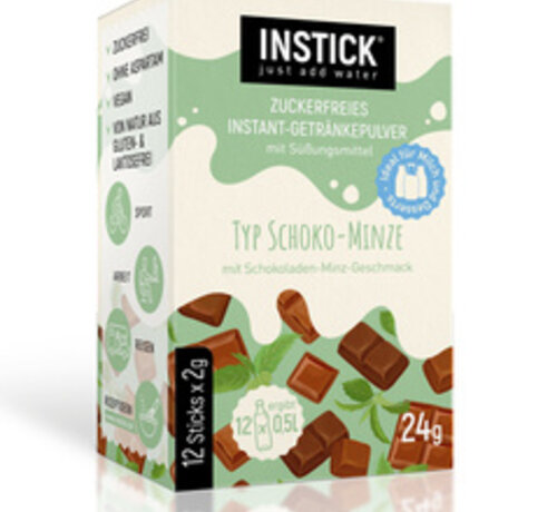 INSTICK Chocolate - Mint voor 12x0,5 liter suikervrije dranken. 12x2 gram