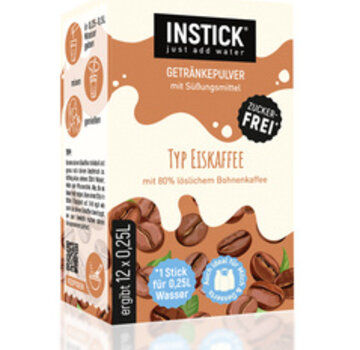 INSTICK Iced Coffee voor 12x0,25 liter suikervrije dranken. 12x2 gram