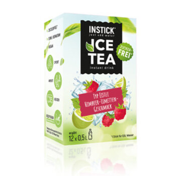 INSTICK Ice Tea Raspberry-Lime (extract van zwarte thee) voor 12x0,5 liter suikervrije dranken. 12x2,5 gram