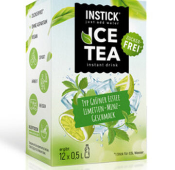 INSTICK Ice Tea Lime-Mint (groene thee-extract) voor 12x0,5 liter suikervrije dranken. 12x2,5 gram