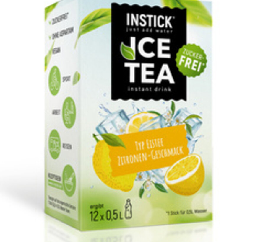 Ice Tea Lemon (extract van zwarte thee) voor 12x0,5 liter suikervrije dranken. 12x2,5 gram