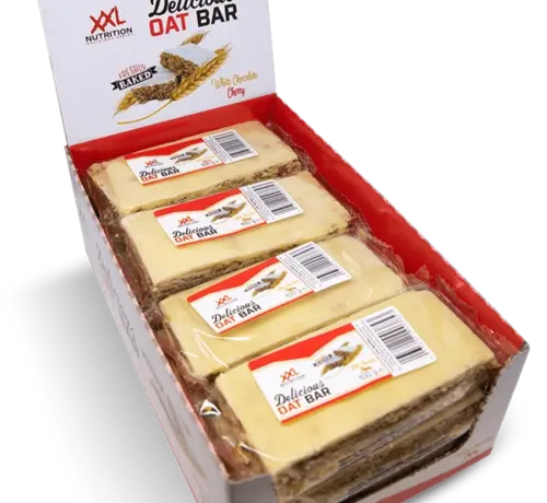 XXL  Delicious Oat Bar, witte Chocolade / Kers. 12x100 gram