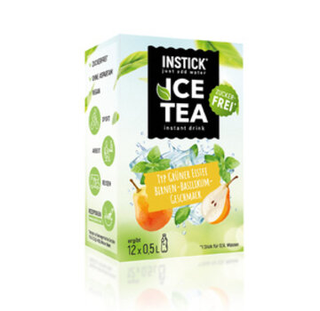 INSTICK Ice Tea Peer en Basilicum (groene thee-extract) voor 12x0,5 liter suikervrije dranken. 12x2,5 gram