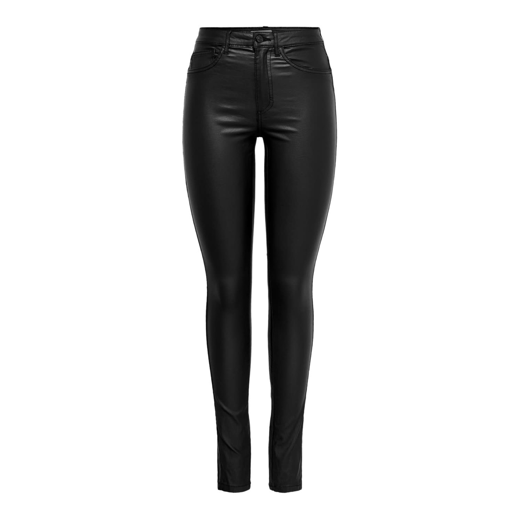 Only Leatherlook Black , gecoate jeans