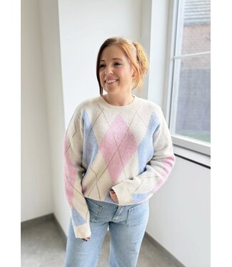 Pull Ruit Ecru/Pink